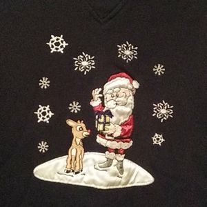Woman's rudolph and santa Christmas sweater
